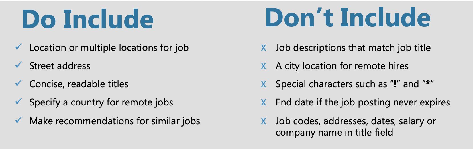 When it comes to optimizing your jobs for Google's recruitment technology, follow these do's and don'ts.