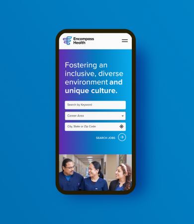 Encompass Health Career site displayed on a mobile screen
