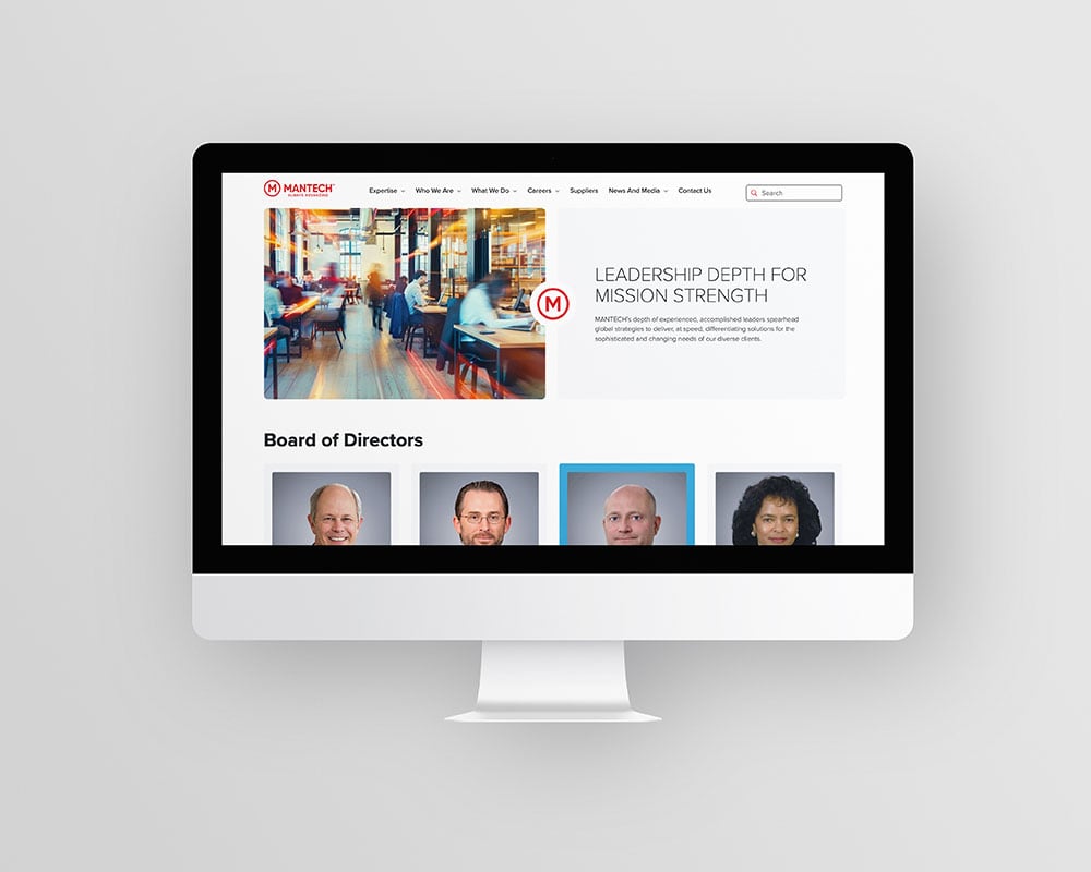 desktop view of mantech leadership team page
